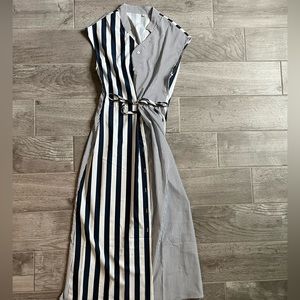 SHEIN Color block, striped wrap maxi dress Size M. Never worn. Blue/white